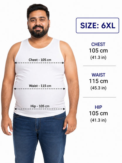 6XL - 115cm waist, 105cm Chest; Suitable for weights 130-150 KGs & upto 51 in waist